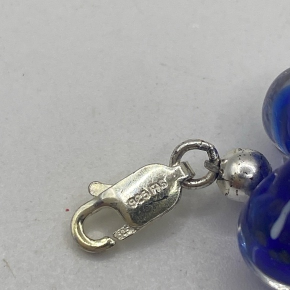 Murano Glass Heart Fass Bracelet 925 Sterling Silver 6.5” inch - Picture 3 of 6